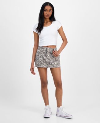 Celebrity Pink Juniors' Double-Button Mini Denim Skirt - Macy's