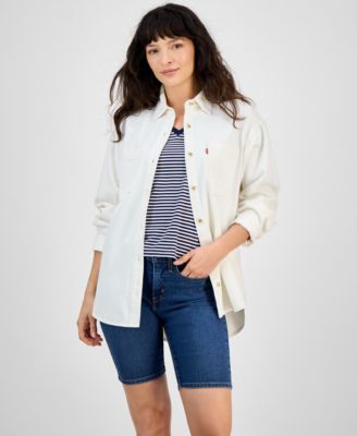 LEVI'S LEVIS WOMENS IRIS BUTTON FRONT OVERSHIRT PERFECT V NECK STRIPED T SHIRT SHAPING BERMUDA SHORTS 