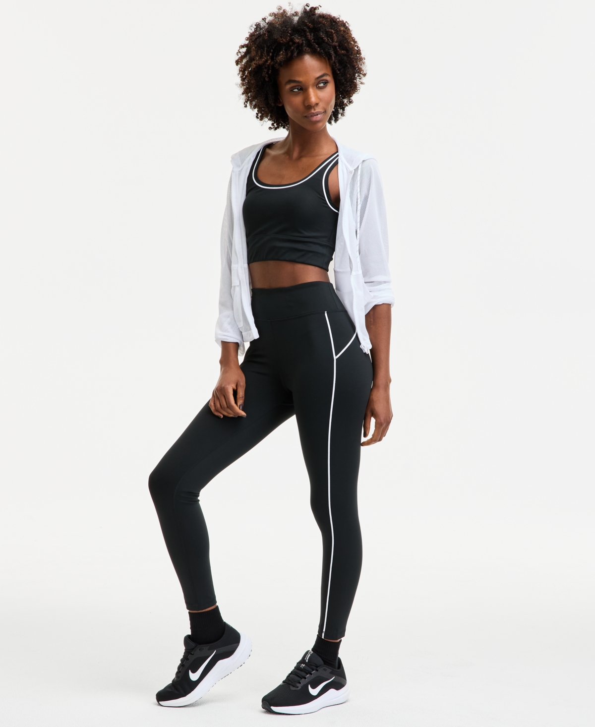 Id Ideology Women's Piped 7/8-length Compression Leggings, Exclusively At Macy's