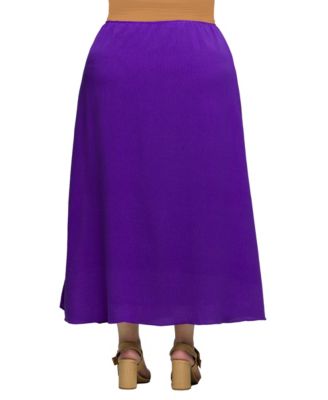 Plus Size Elastic Waist A-Line Maxi Skirt