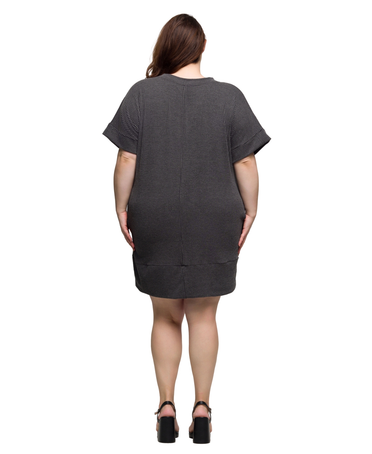 24seven Comfort Apparel Plus Size V-neck Loose Fit Short Sleeve Pocket T Shirt Dress