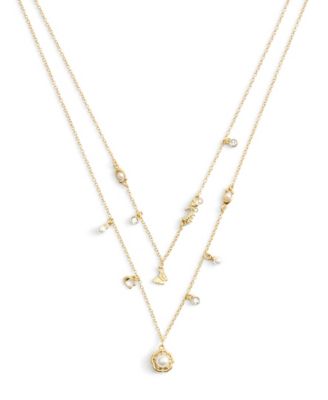Signature Faux Stone Tea Rose Cultivated Pearl Layered Necklace