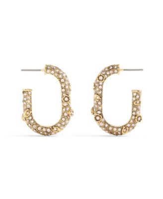 Signature Faux Stone Pav&eacute; Floral Hoop Earrings