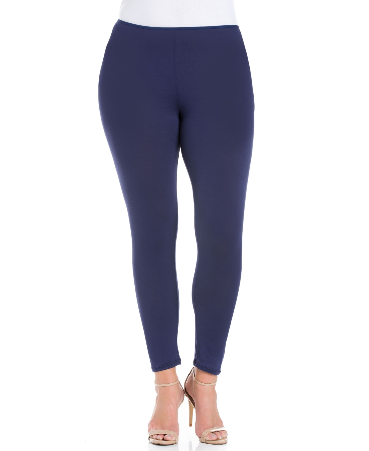 24seven Comfort Apparel Plus Size Comfortable Ankle Length Leggings In Navy