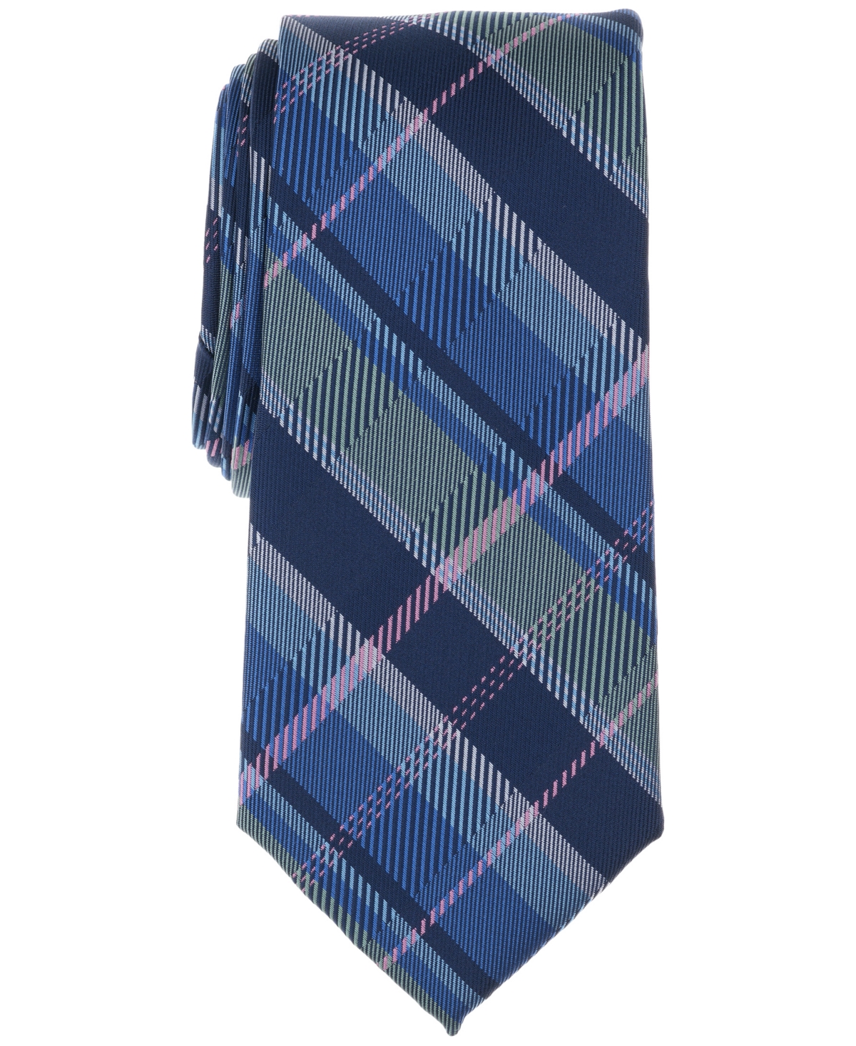 Men's Three-Inch Plaid Tie, Exclusively at Macy's - Navy
