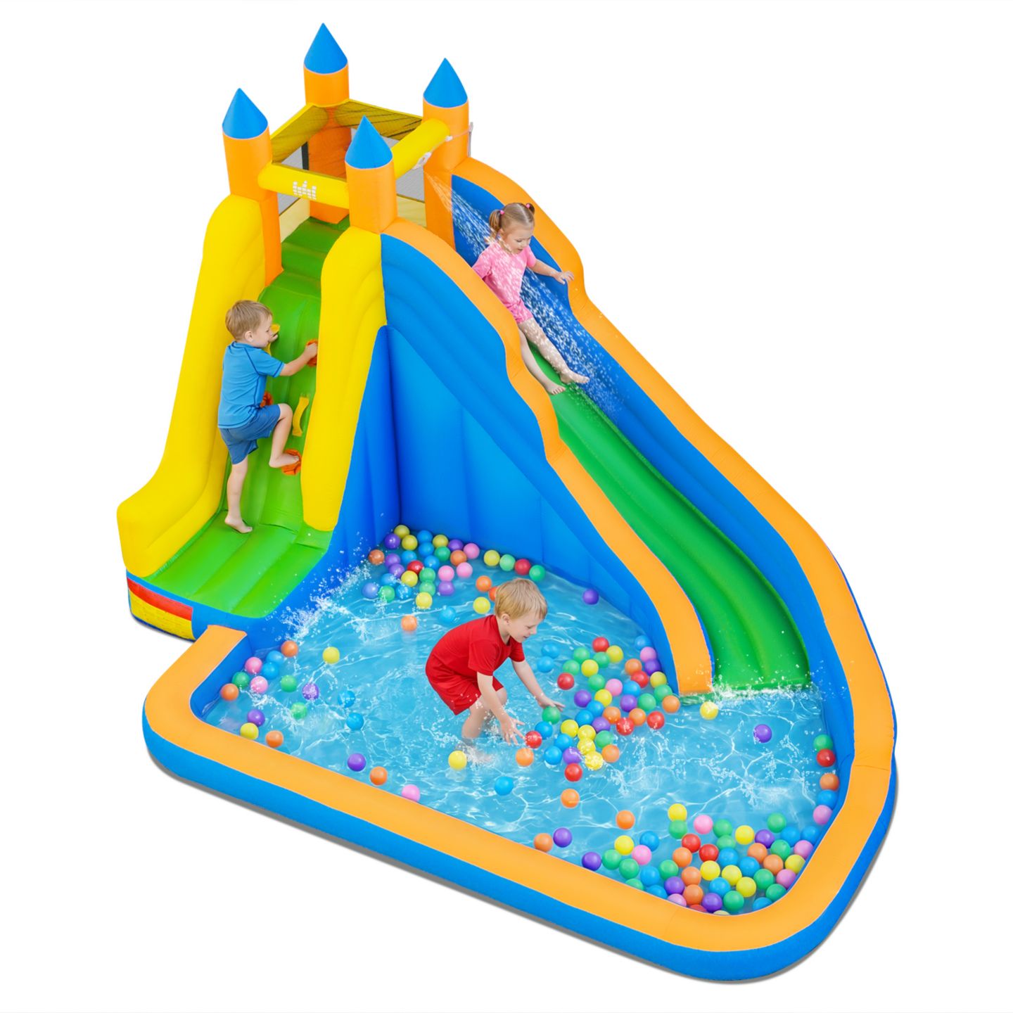 Детская игрушка Costway Mighty Inflatable Water Slide Splash Pool Bounce House, Ages 3+, цвет: Синий — фото 3