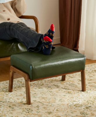 2-Pc. Leatherette Mid-century Modern Hunter Accent Stool and Chair