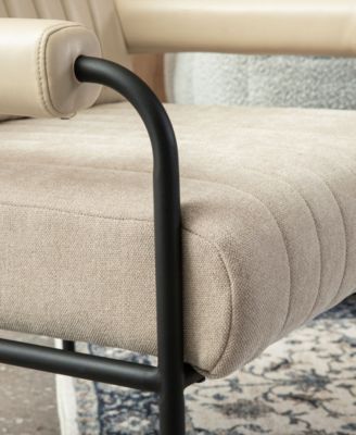 34" Leatherette Mid-Century Modern and Fabric Combination Armchair