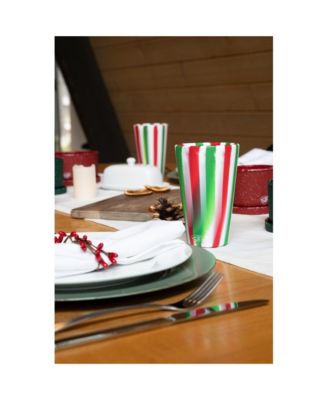 Pint Glasses: 4 pk - (2) Peppermint & (2) Poinsettia - Holiday 2023