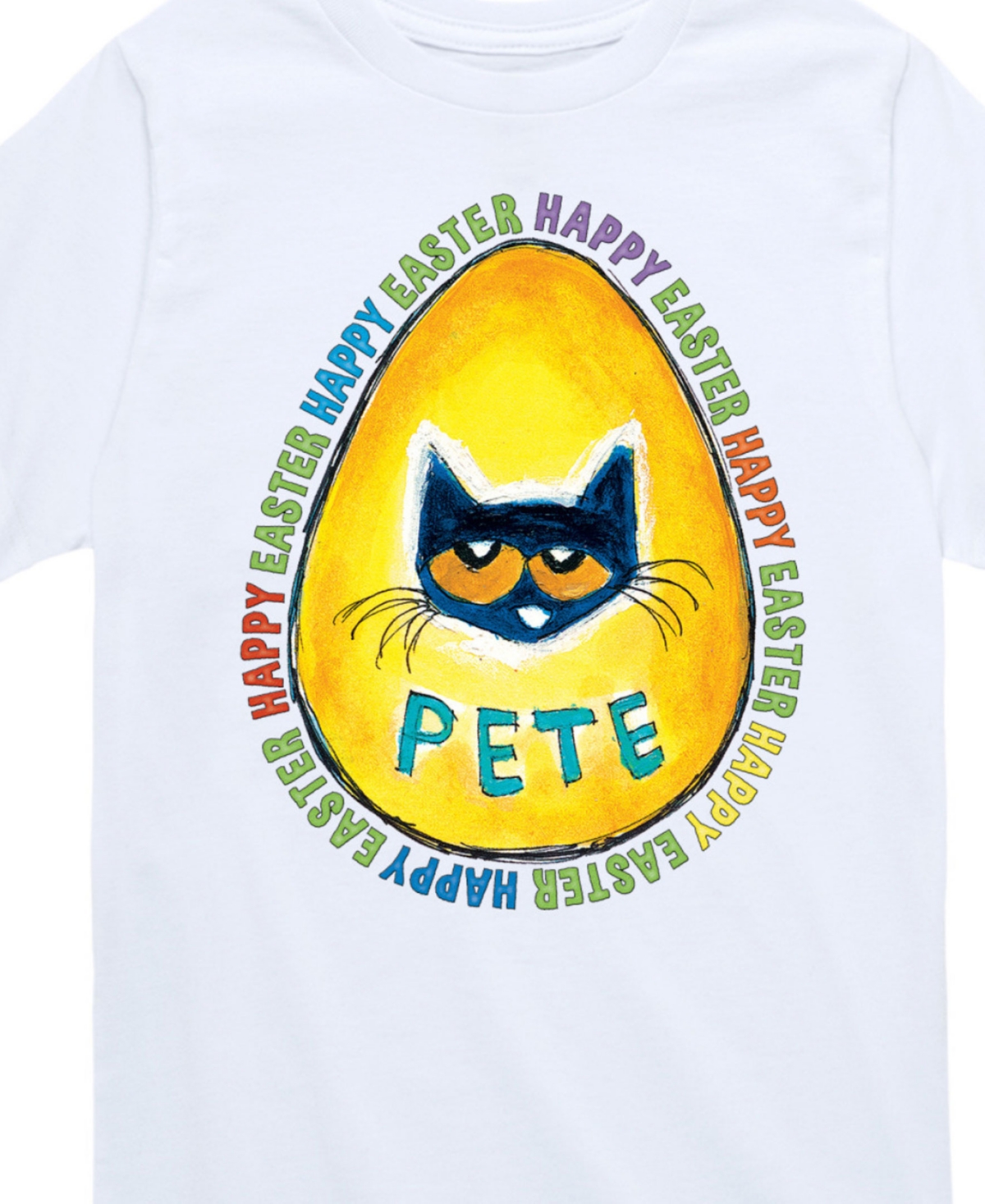 Hybrid Toddler And Big Boys Pete The Cat Easter Egg Graphic T-shirt In White
