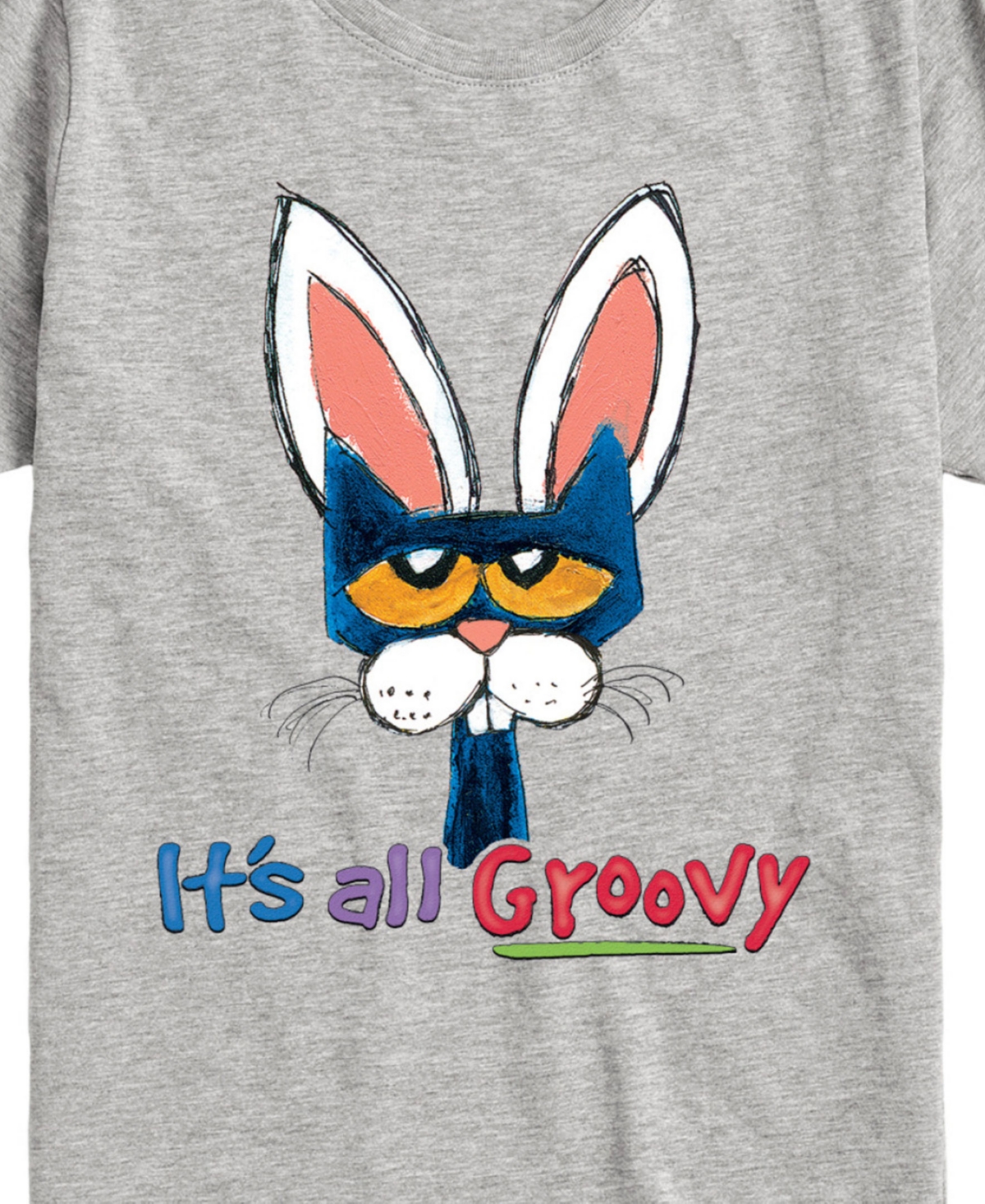 Hybrid Toddler And Big Boys Pete The Cat Easter It's All Groovy Graphic T-shirt In Gray