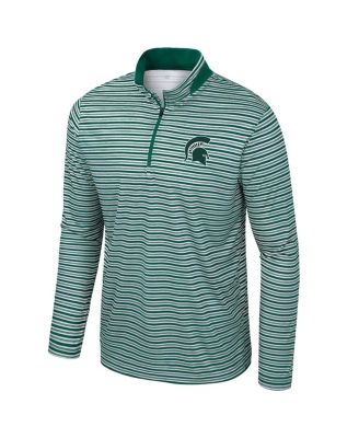 Men's Green Michigan State Spartans Striped Quarter-Zip Top