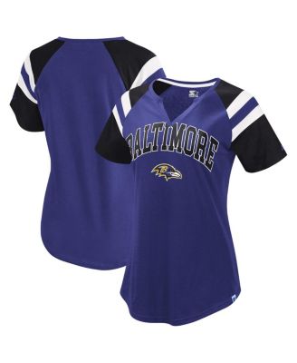 Starter - Women's Purple Baltimore Ravens Game On Notch Neck Raglan T-Shirt