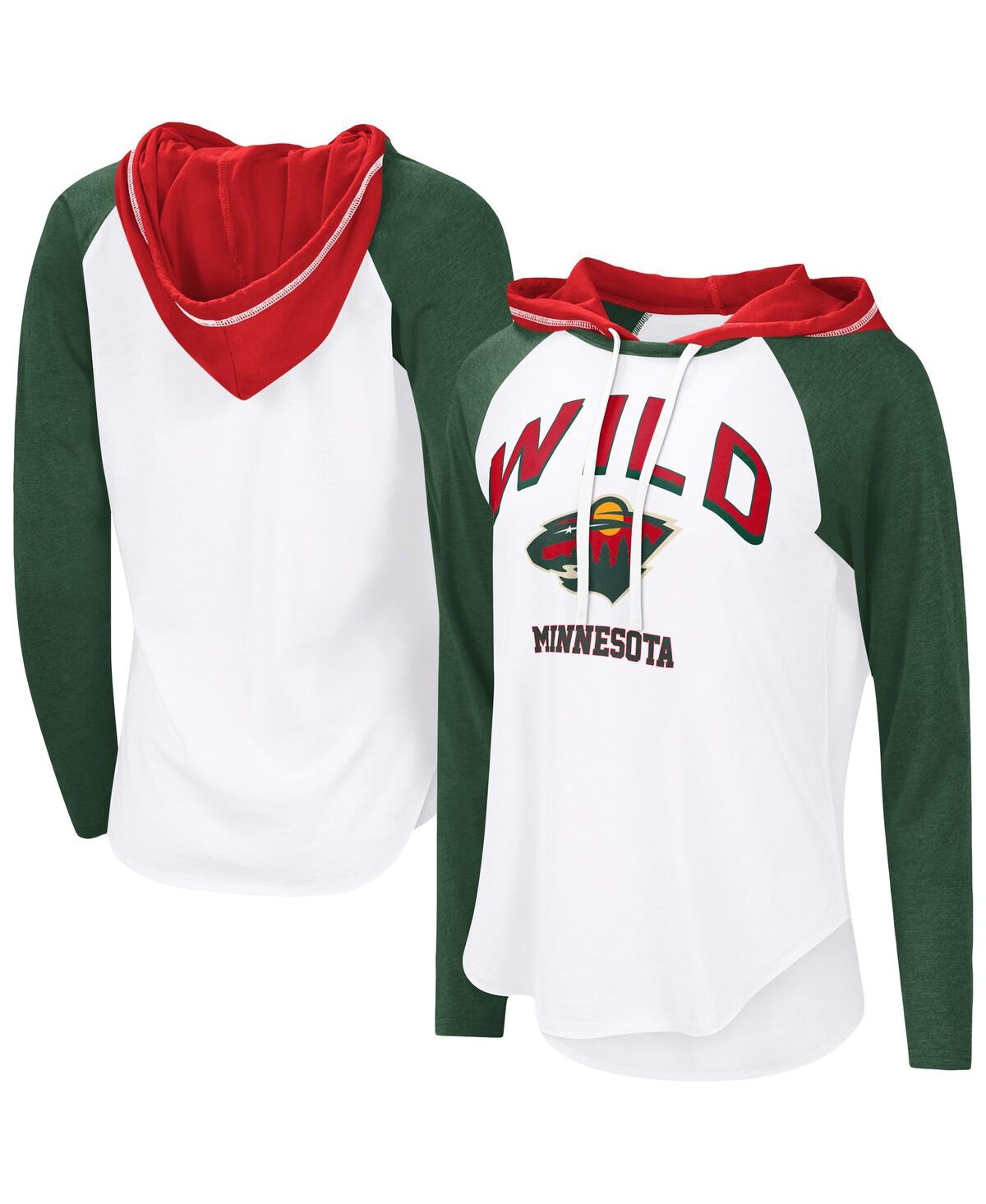 Women's White Minnesota Wild Vip Raglan Long Sleeve Hoodie T-Shirt - White
