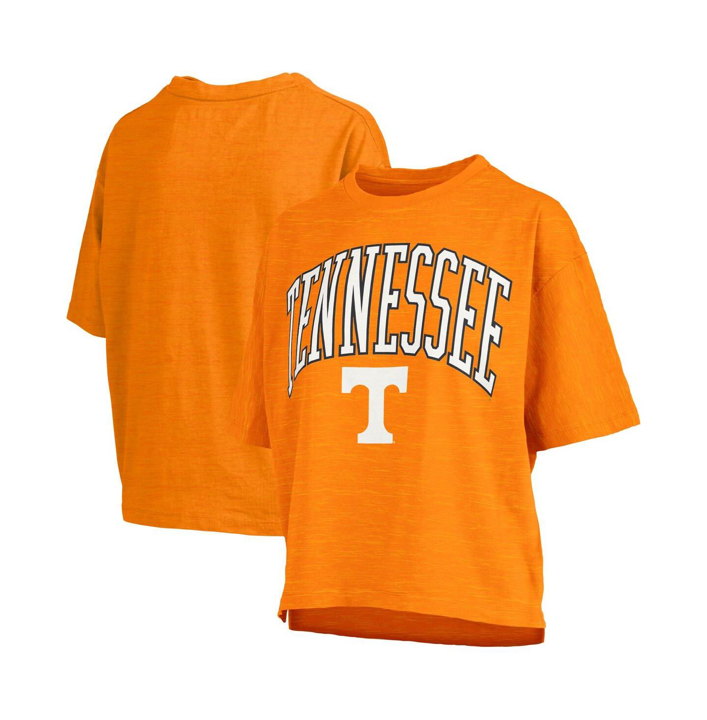 Женская футболка Pressbox Tennessee Orange Tennessee Volunteers Nelson Arch Over Logo Waist Length Oversized Slub — фото 1