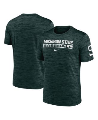Nike - Men's Green Michigan State Spartans Velocity Baseball Wordmark Stack Performance T-Shirt