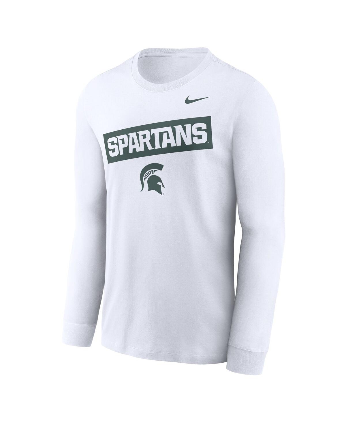 Nike Men's White Michigan State Spartans Two-hit Classic Location Long Sleeve T-shirt In White