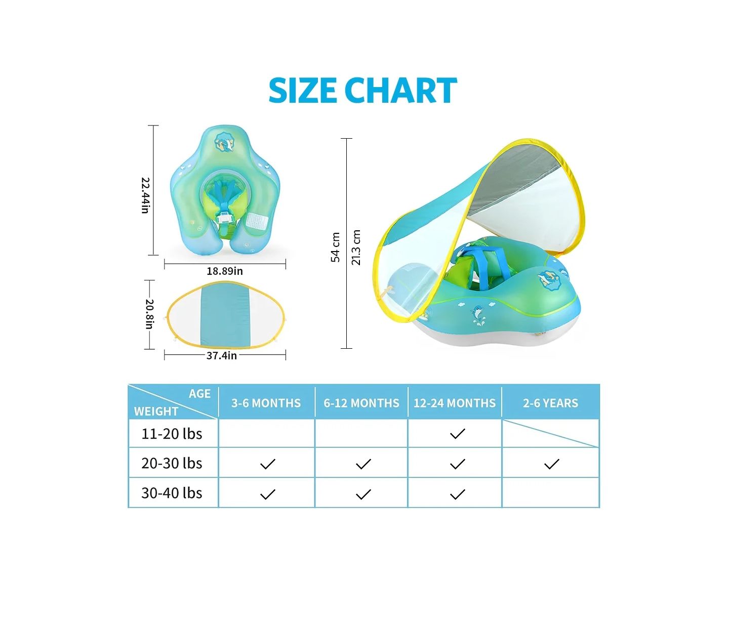 Детская игрушка Cowin Infant Dolphin-Pattern Pool Float with Canopy — фото 3