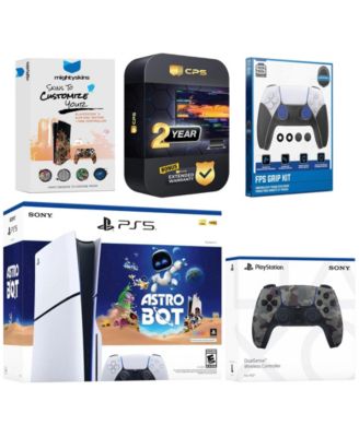 PlayStation 5 Slim Disc Astro Bot Bundle with Extra Controller, FPS Grip Kit, MightySkins Code and 2 Year Extended Warranty