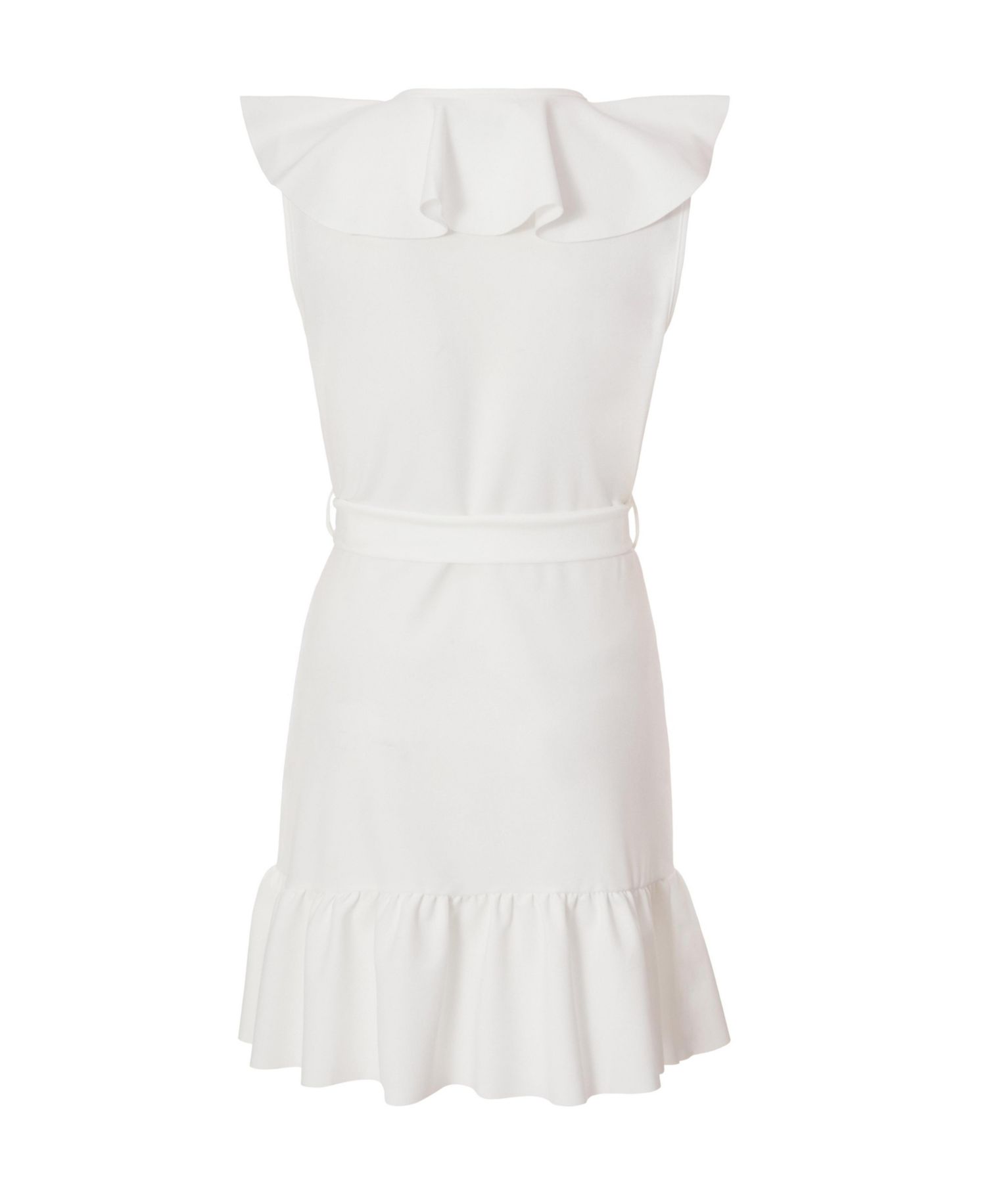 Women's Scuba Crepe Frill Detail Wrap Dress