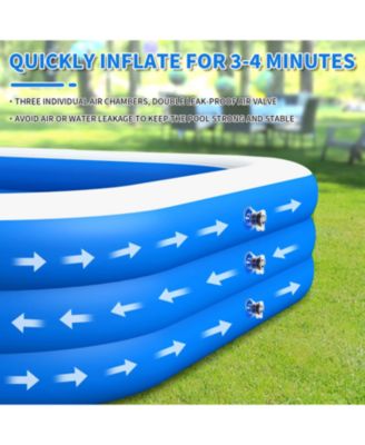 Inflatable Swimming Pool Kids Adults Blow up Pool Family Backyard 120" x 72" x 22" Blue