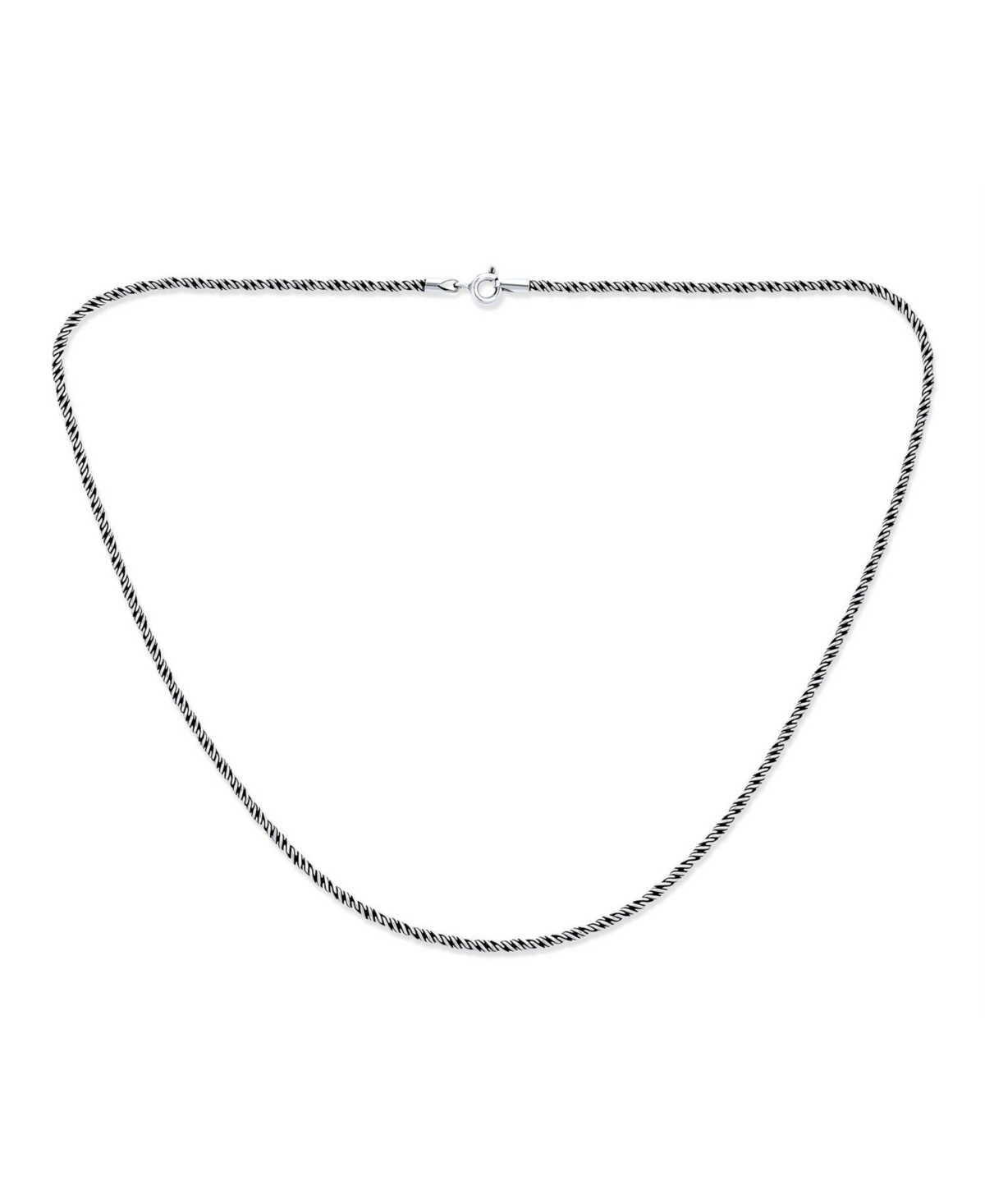 Bali Balinese Indonesian Black Oxidized .925 Sterling Silver Rope Twist Chain Necklace - Silver