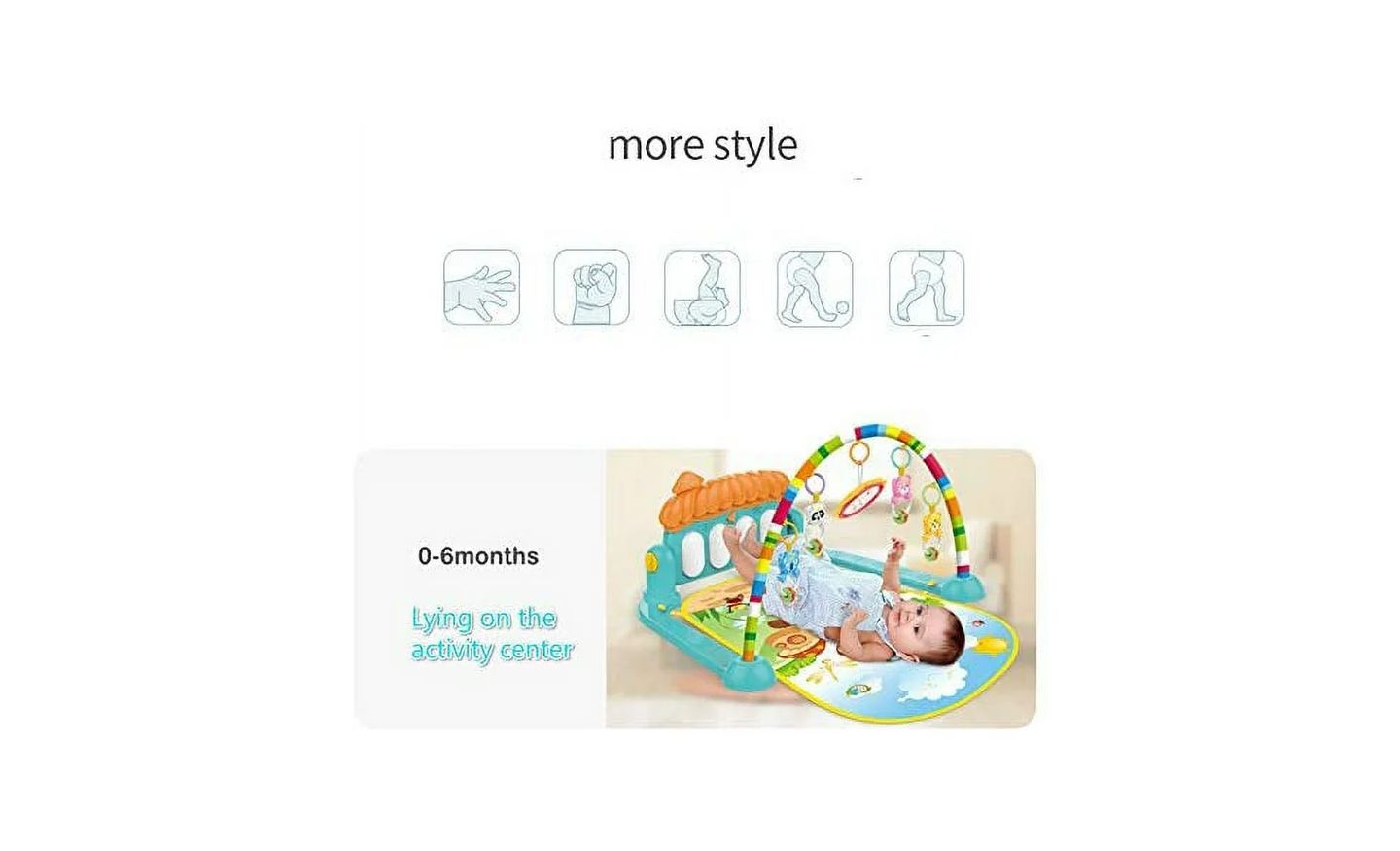 Детские игрушки Cowin Baby Play Mat Newborn Piano Toys Music Mirror Gym Floor Playmat Infants — фото 3