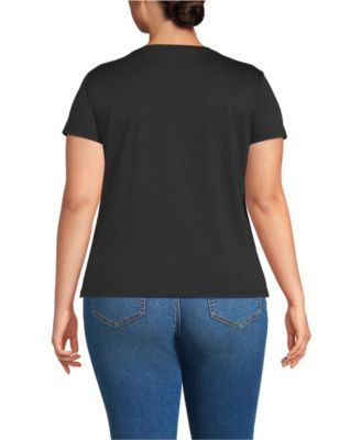 Футболка из хлопка Supima с коротким рукавом и круглым вырезом из хлопка Lands' End Plus размера плюс