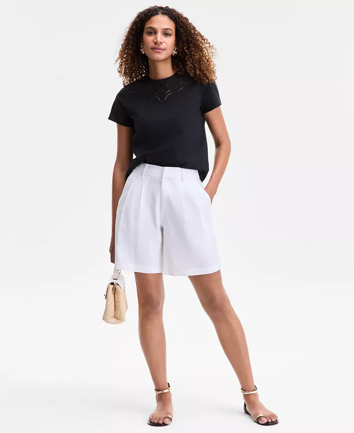 Women's High-Rise Linen Bermuda Shorts - thumbnail 5