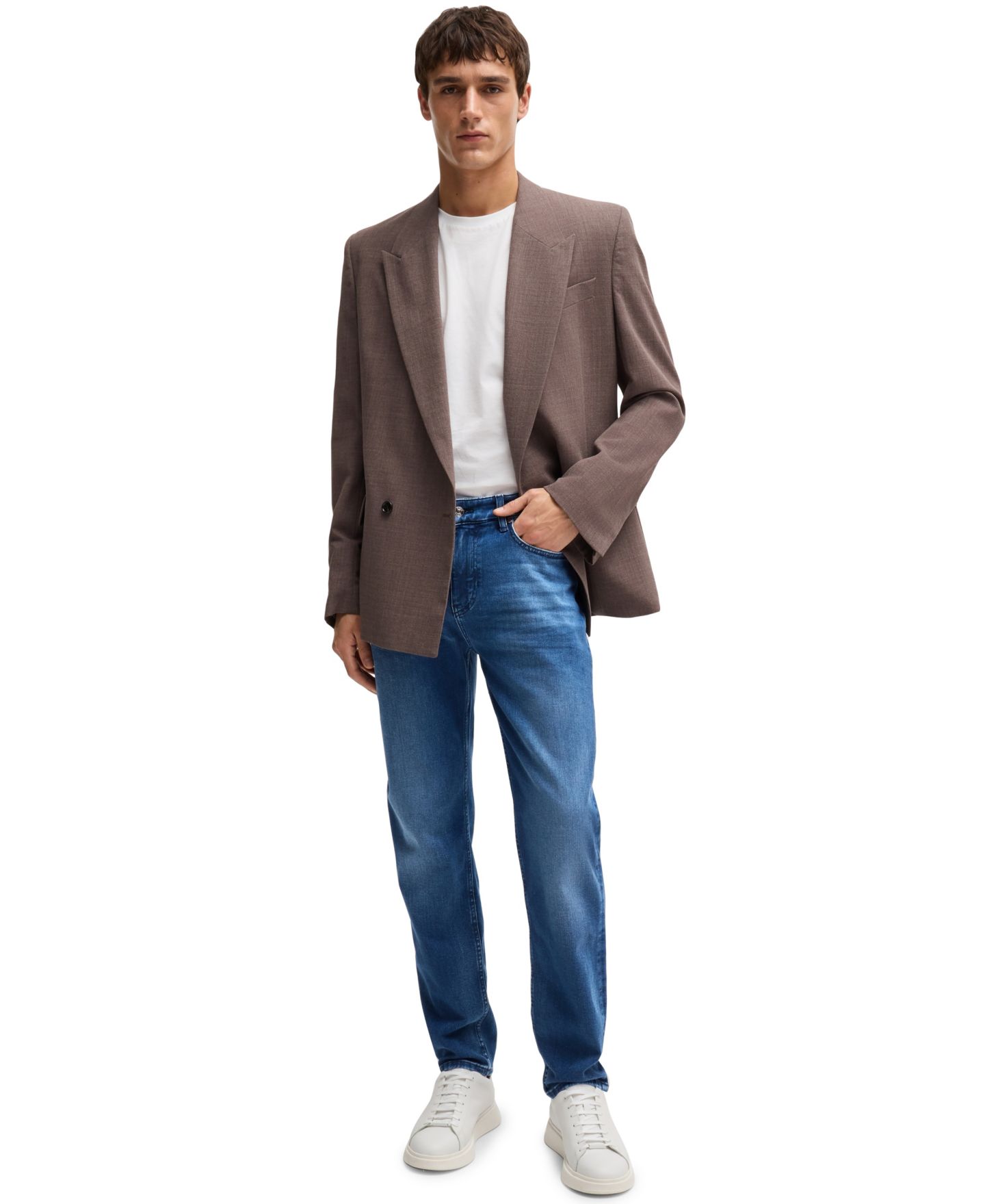 Мужские джинсы Hugo Boss Soft-Touch Denim Regular-Fit, цвет: Синий — фото 3