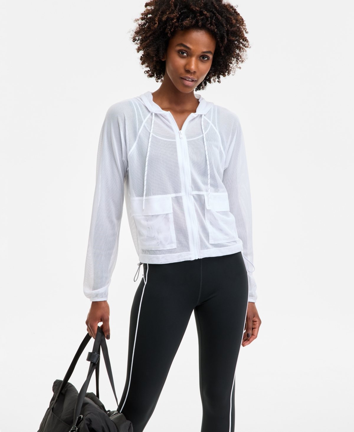 Id Ideology Women's Mesh Relaxed Full-zip Hoodie, Exclusively At Macy's
