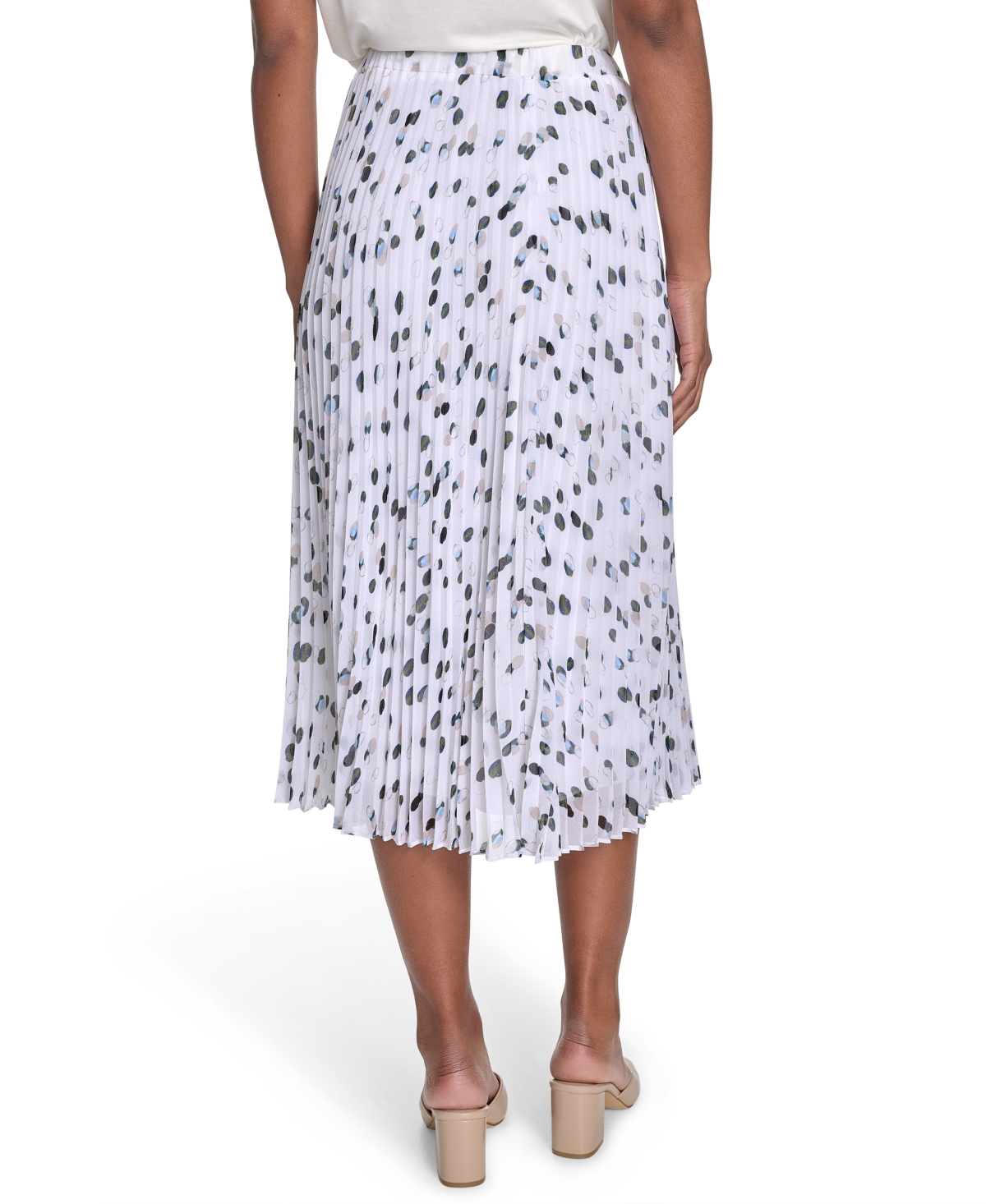 Calvin Klein Petite Dot-print Pleated Midi Skirt