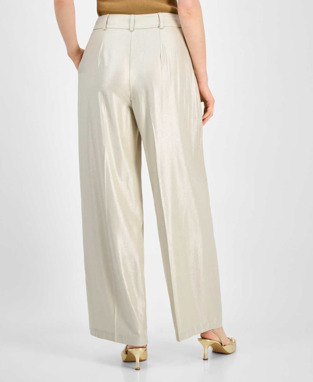 Inc International Concepts Women's Metallic Linen Pants, Macy's Exclusive