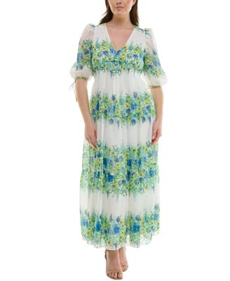 Women's Plus Size Floral Chiffon A-Line Midi Dress