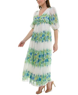 Women's Plus Size Floral Chiffon A-Line Midi Dress