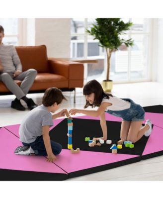 4-Panel PU Leather Folding Exercise Gym Mat with Hook and Loop Fasteners