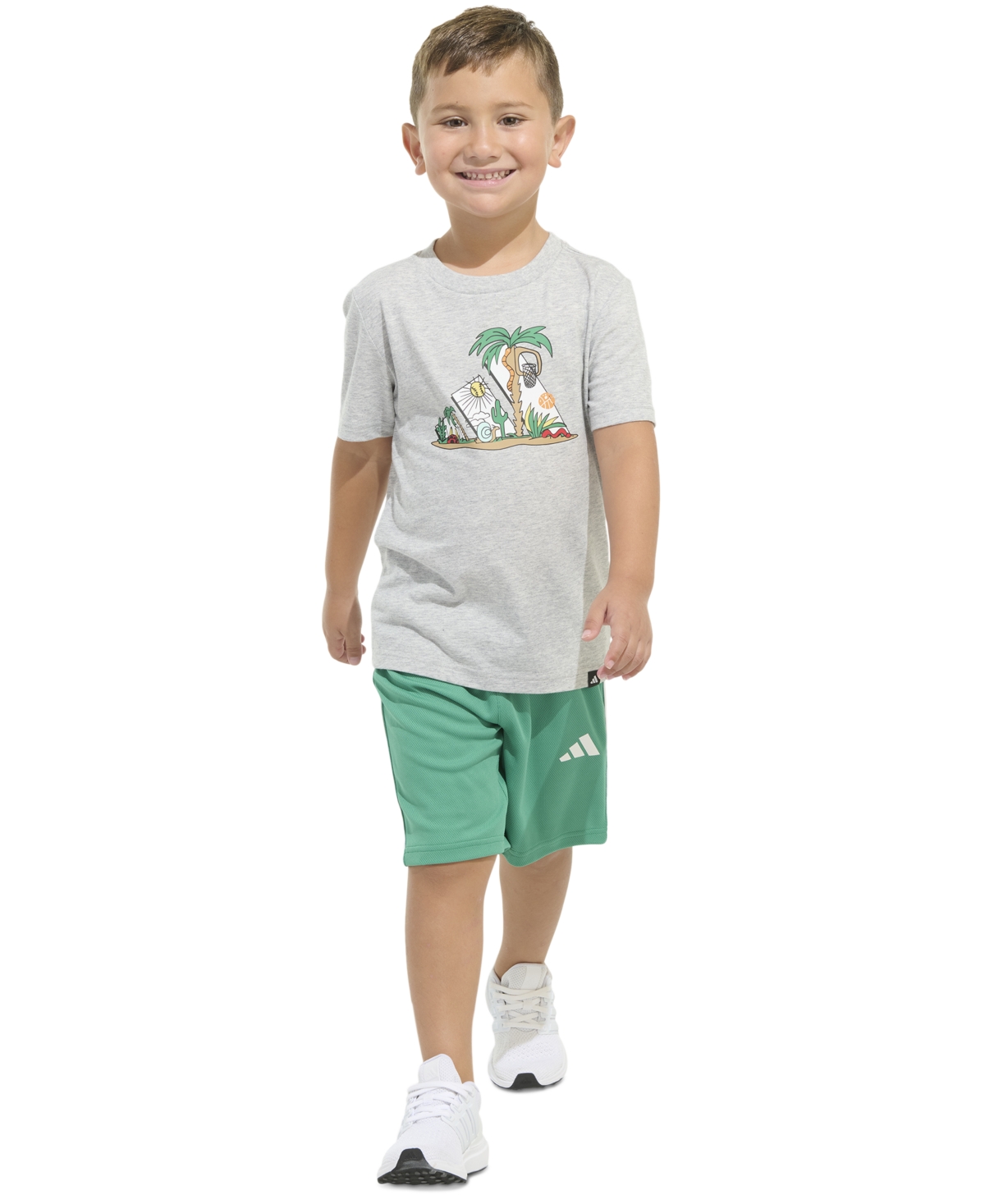 Adidas Originals Toddler & Little Boys Graphic T-shirt & Stripe Shorts, 2 Piece Set