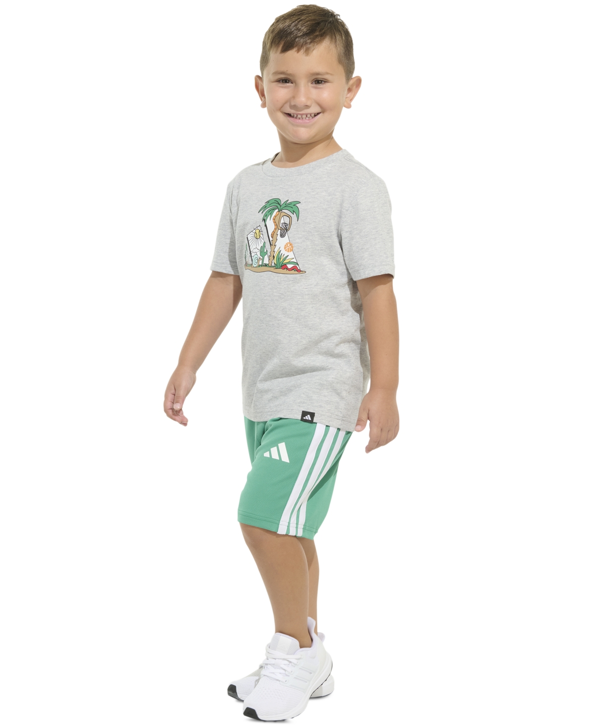 Adidas Originals Toddler & Little Boys Graphic T-shirt & Stripe Shorts, 2 Piece Set