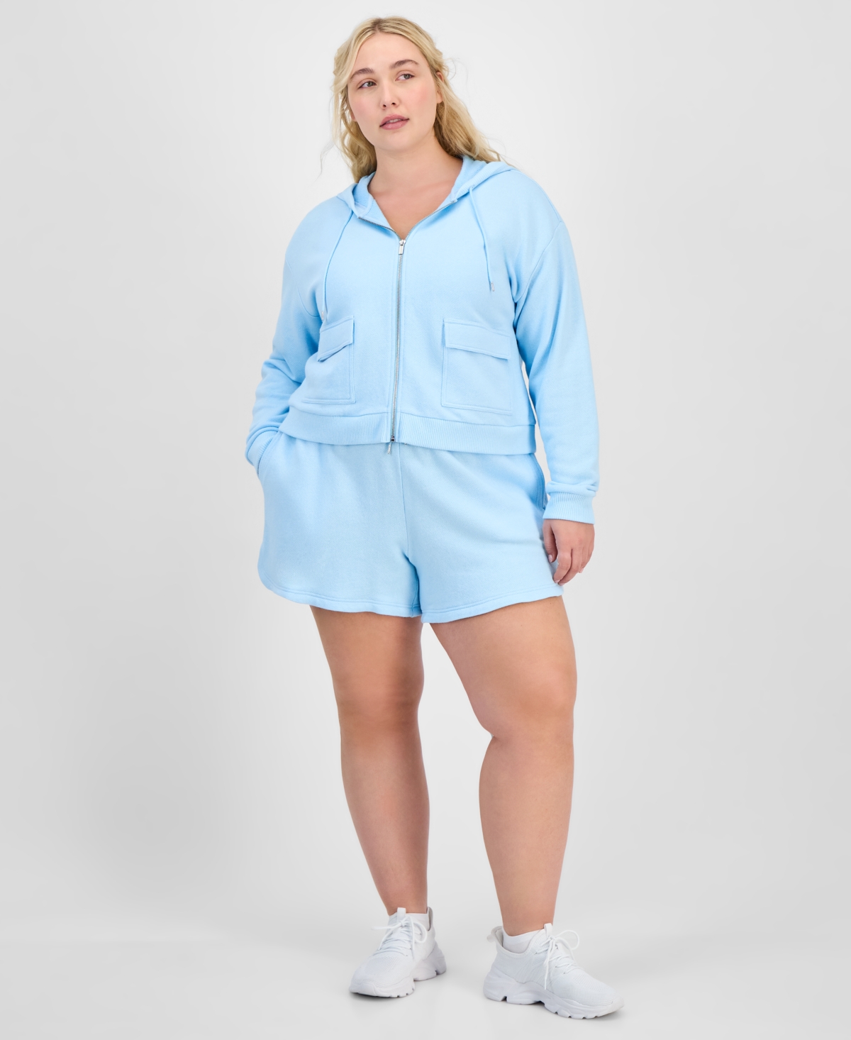 Id Ideology Plus Size Cropped Full-zip Hoodie, Exclusively At Macy's