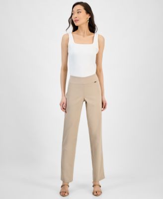 Women's Tummy-Control Pull-On Straight-Leg Pants, 0-28W, Created for Macy's