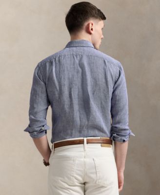 Men's Classic-Fit Houndstooth Linen Shirt