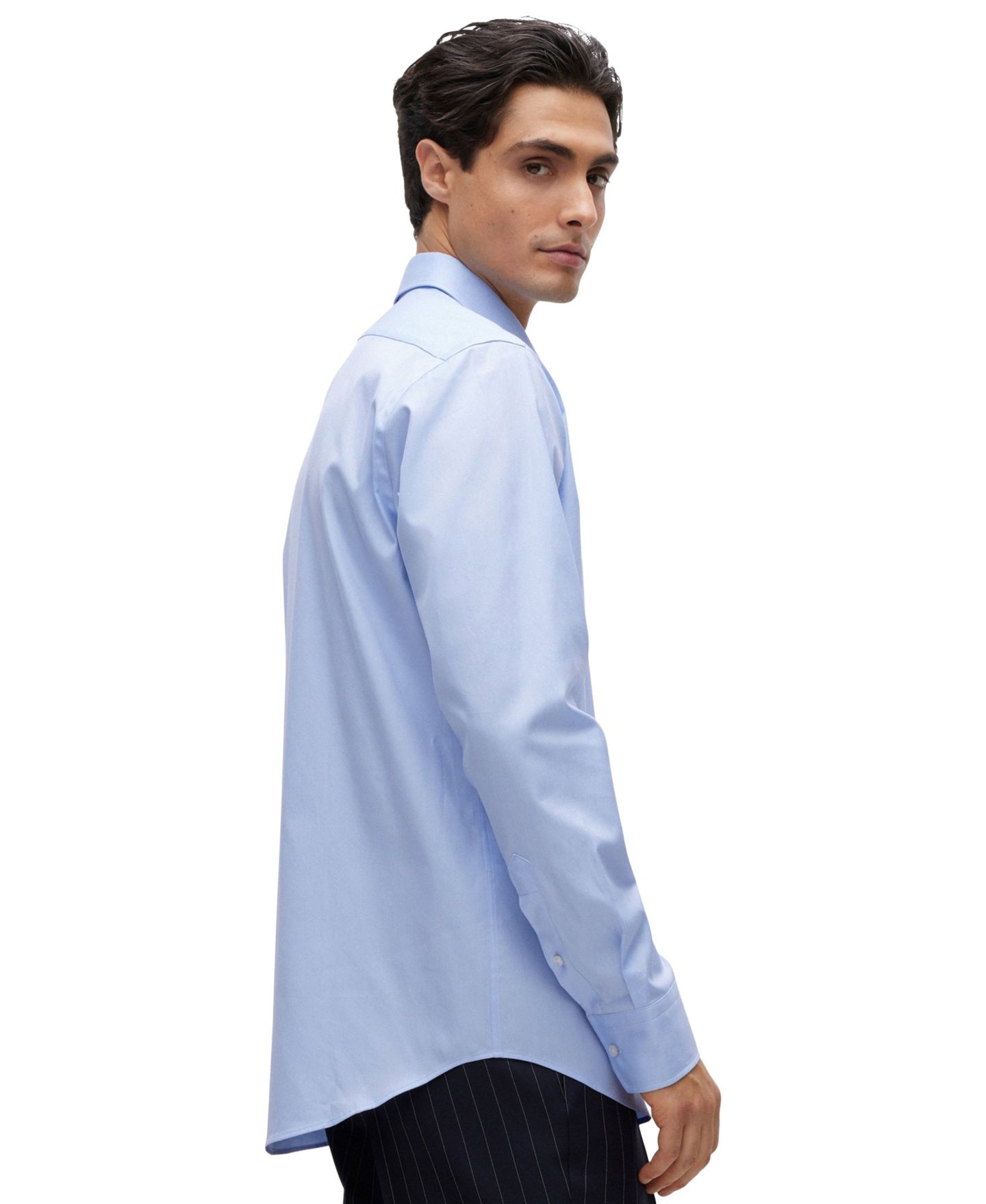 Мужская рубашка Hugo Boss Stretch-Cotton Twill Regular-Fit Dress Shirt, цвет: Светлый синий — фото 2