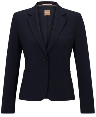 Women's Virgin Wool Regular-Fit Button-Up Jacket
