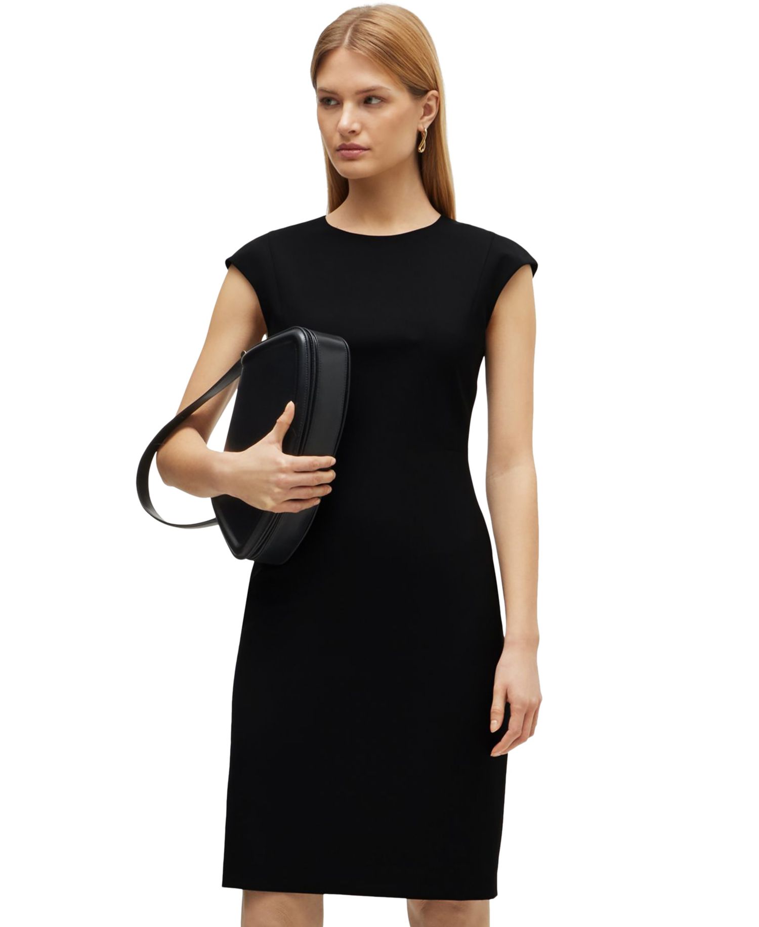 BOSS by Women's Wool Cap Sleeve Slim-Fit Dress