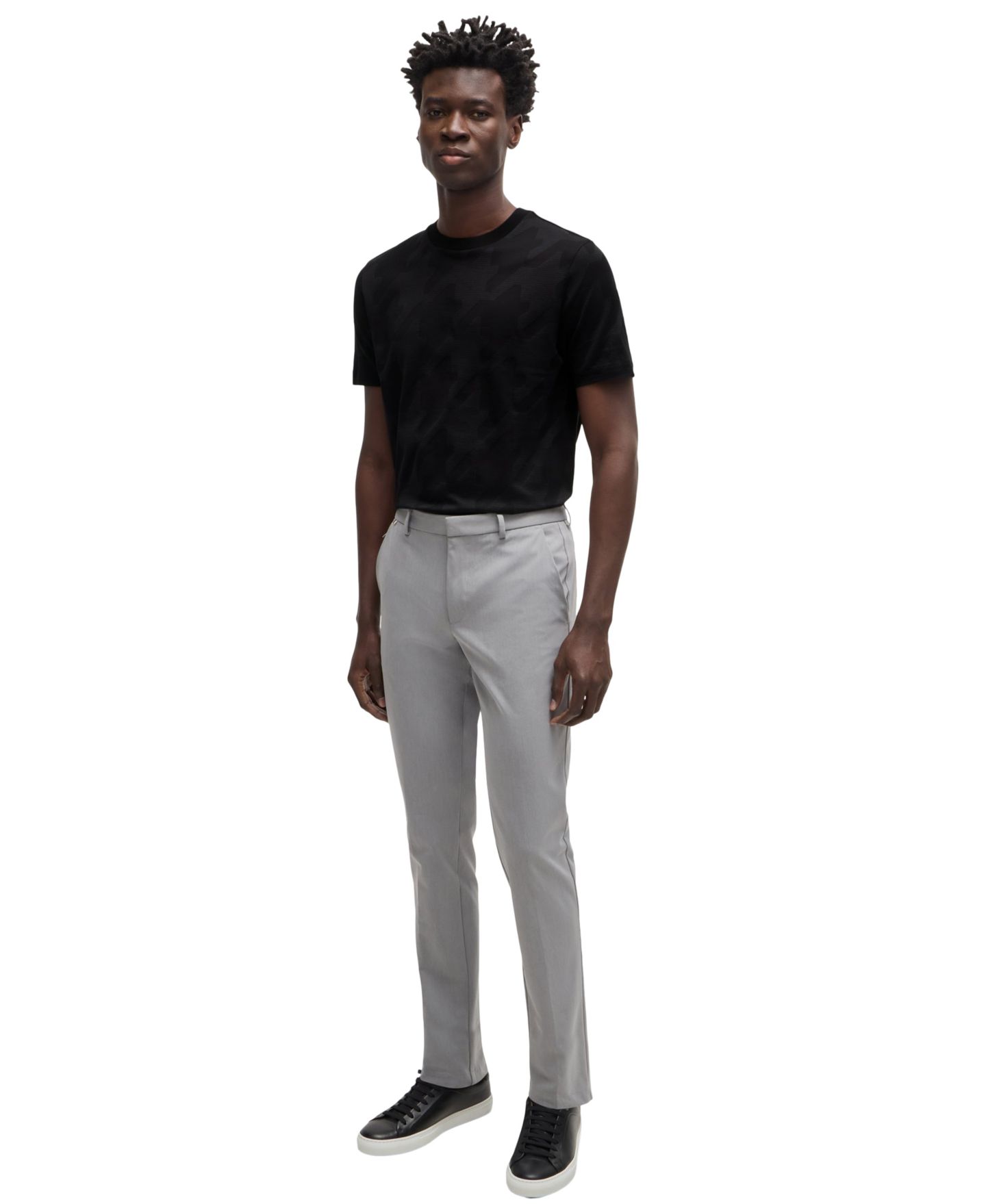 Мужская футболка Hugo Boss Houndstooth Jacquard, цвет: Чёрный — фото 4