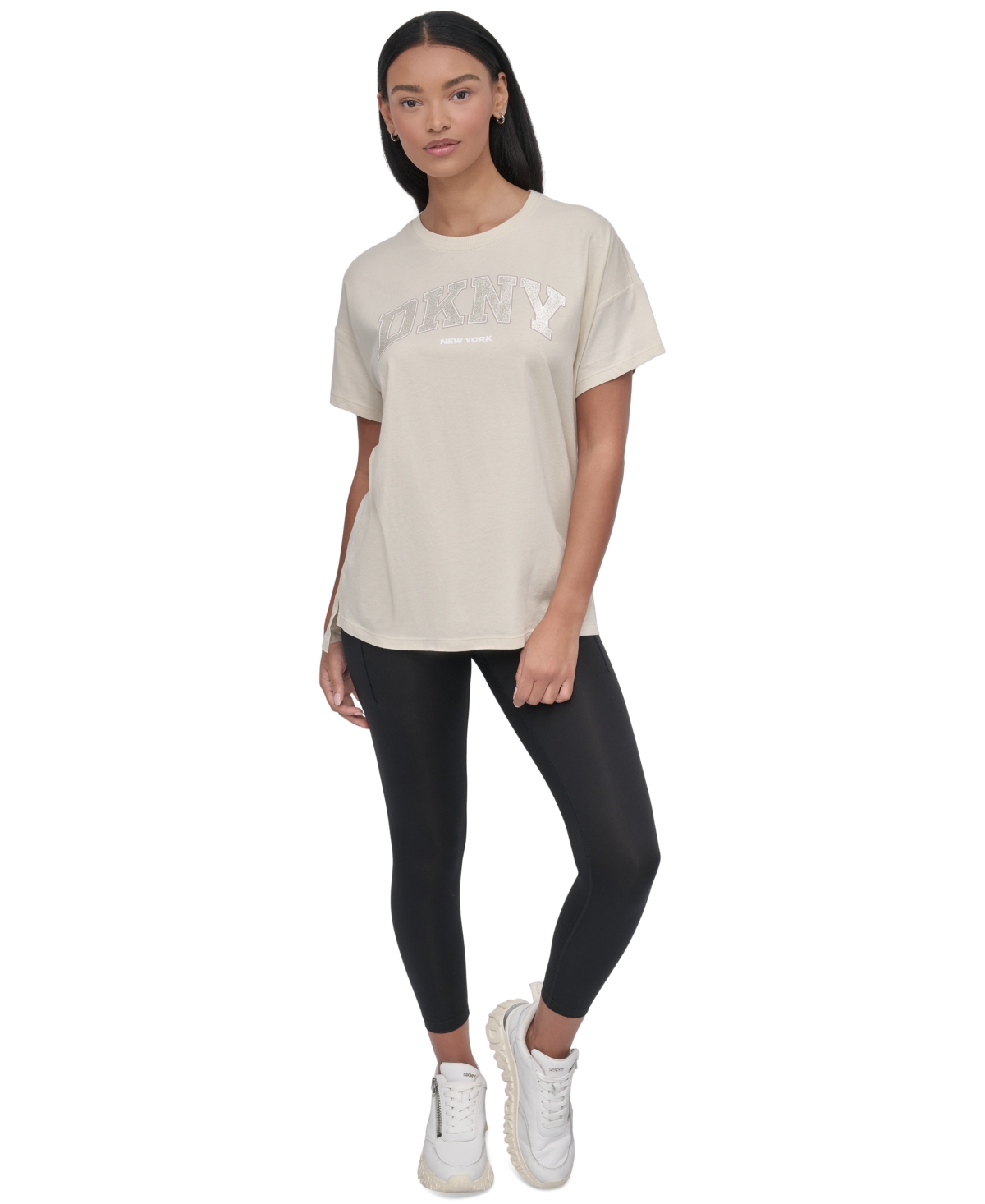 Shop Dkny Sport Women's Glitter Logo Varsity T-shirt