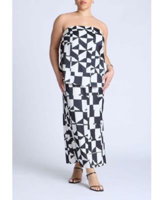 Women's Plus Size Column Satin Tube Top