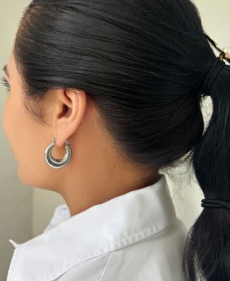 ADORNIA Silver Domed Hoop Earrings 4290₽