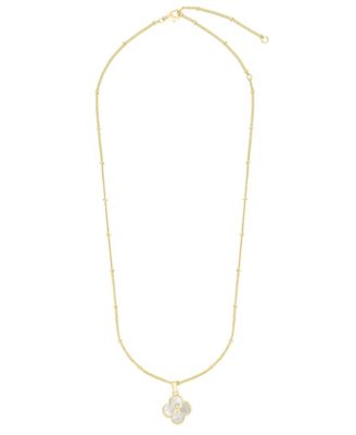 Gold Mother of Pearl Initial Clover Necklace