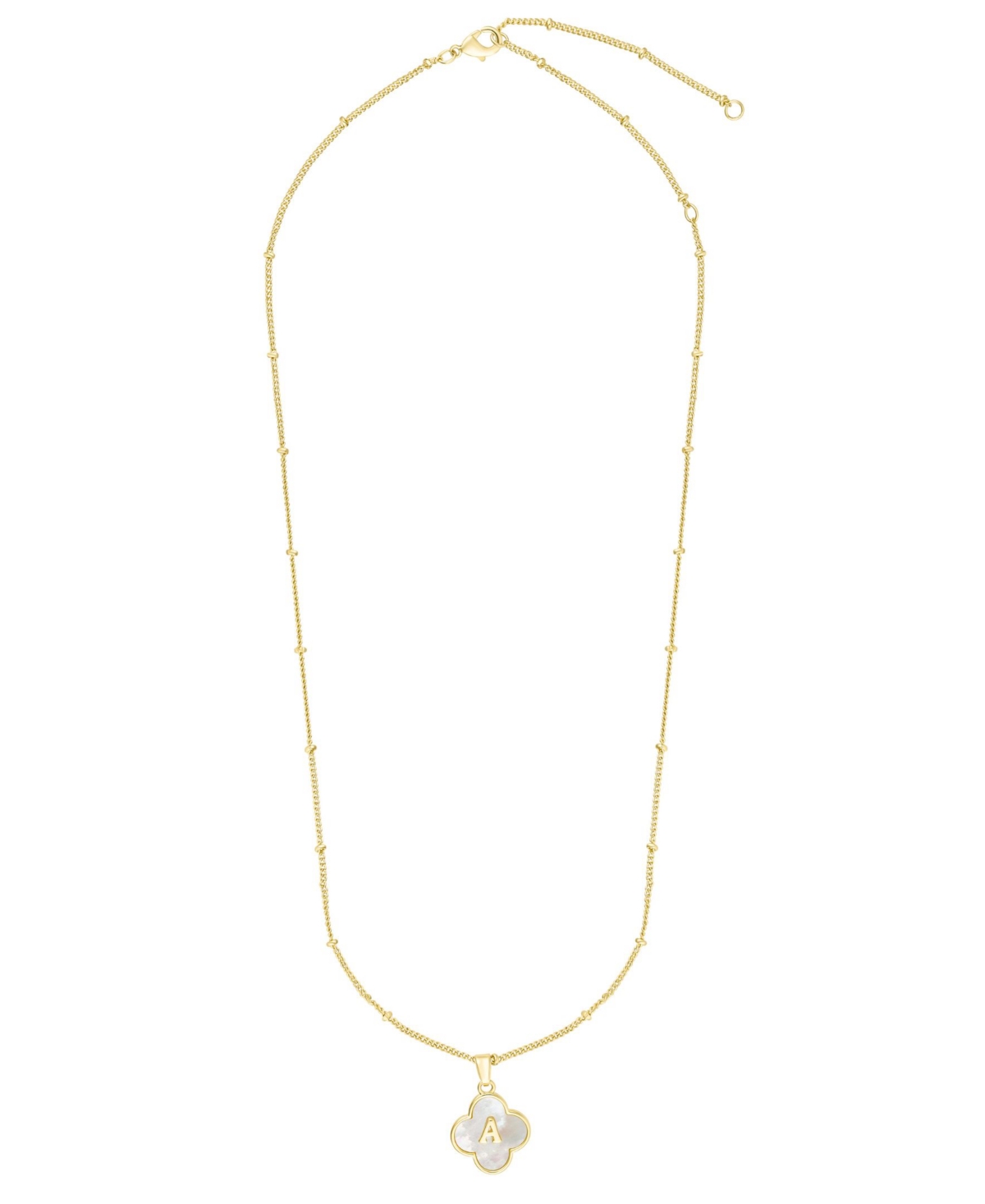Adornia Gold Mother Of Pearl Initial Clover Necklace